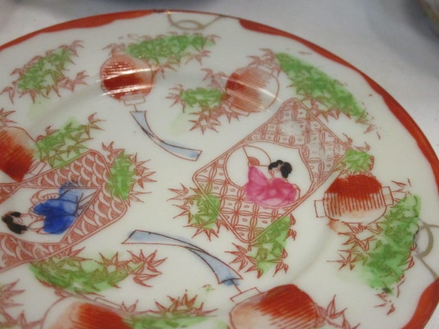 Japanese Porcelain "Geisha Girl" Design Tea Set - 3