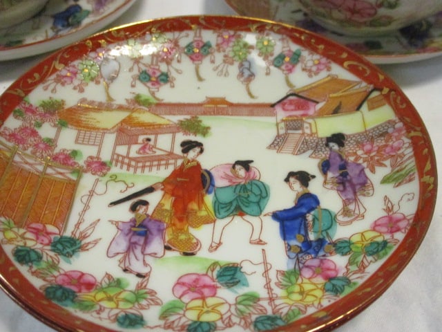 Japanese Porcelain "Geisha Girl" Design Tea Set - 5