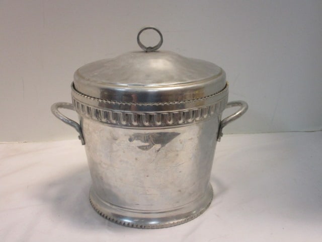 Keystone Ware Hammered Aluminum Ice Bucket with Glass Liner: 8 1/4"h 