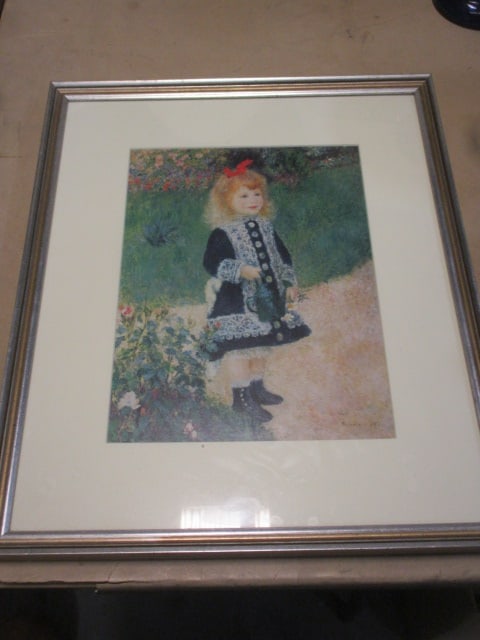 Framed and Matted "A Girl with a Watering Can" by Renoir: 15 1/2" x 19" 