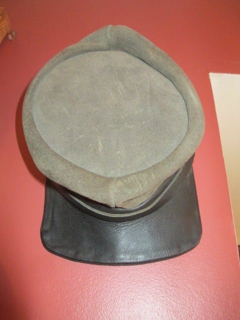 Leather Confederate Kepi(Forage) Style Cap: . 