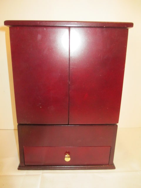 Mahogany Finish Jewelry Box: 9" x 4 3/4" x 12" 