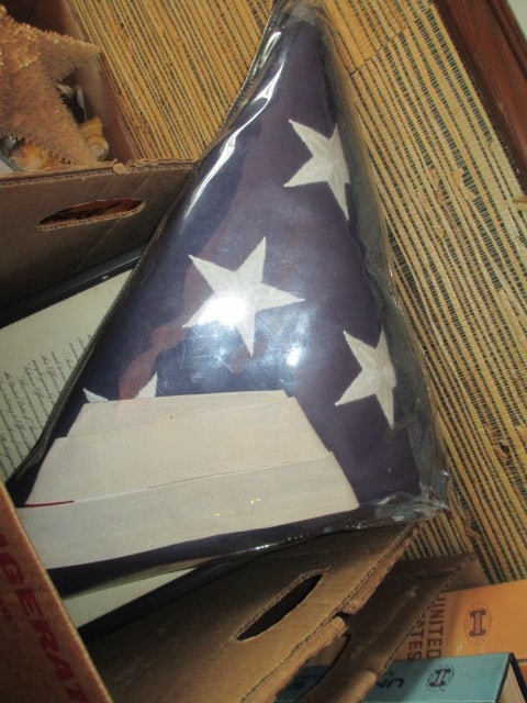 Folded Service Flag and Framed 1960 "The President of The United States of America Navy" (1 of 3)
