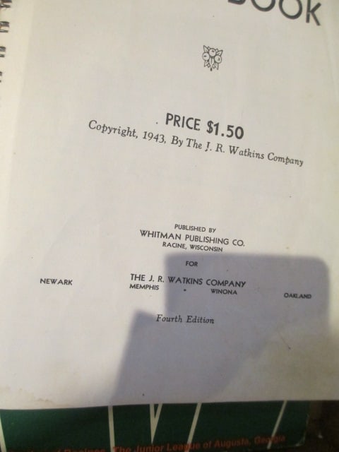 1943 "Watkins Cook Book" Spiral Blue Hard Back Cook Book and 1977 "Tea-Time - 3