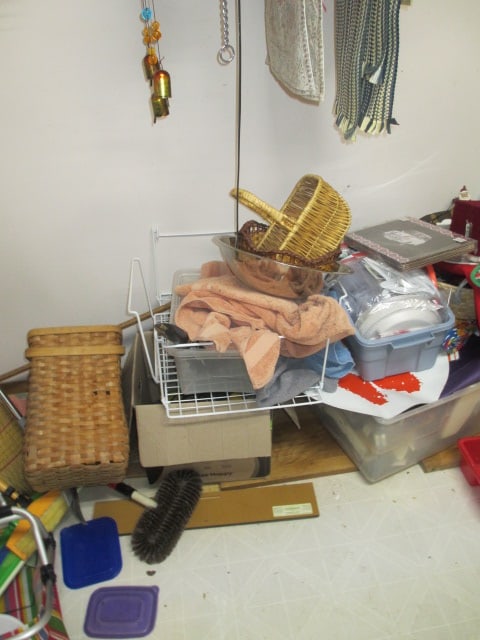 Contents of Laundry Room-Card Tables, Drying Rack, Small Appliances, Stick Vacuum, - 3