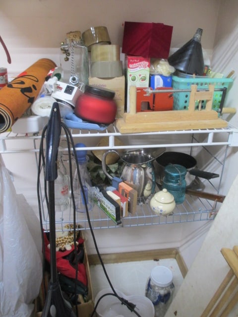 Contents of Laundry Room-Card Tables, Drying Rack, Small Appliances, Stick Vacuum, - 5