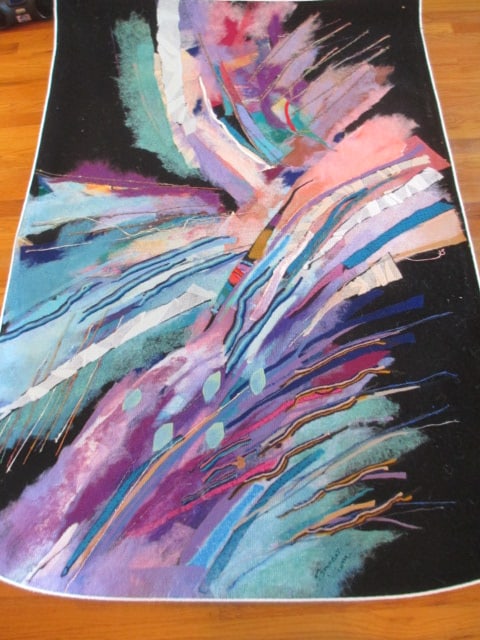 "Black Rose" Artist Signed Mixed Media Textile Artwork (1 of 6)