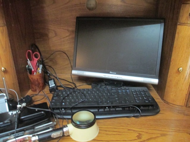 Oak Roll-Top Desk, Hutch Organizer and Office Supplies - 17