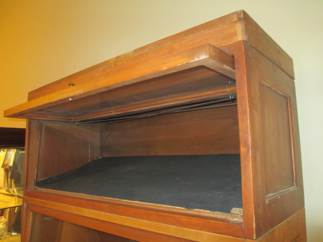 Old Globe-Wernicke US Government Issue Mahogany 4 Stack Barrister Cabinet - 8