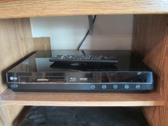 Oak Media Cabinet, Flat Screen Televisions, DVD Players, Blu-Ray Player, - 5