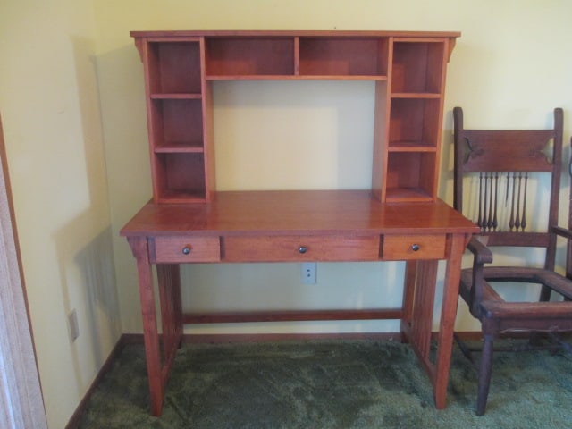 Mission Style Computer Desk with Hutch Bookcase (1 of 9)