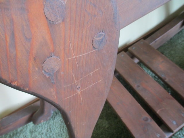 Large Handcrafted Solid Pine Rocking Horse with Yarn Main/Tail - 6