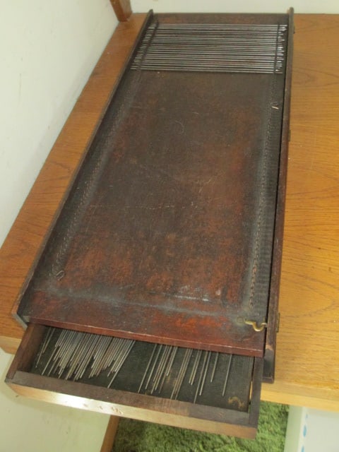 Antique Watchmaker's/Clockmaker's Pivot Broach Set in Oak Storage Case: . 