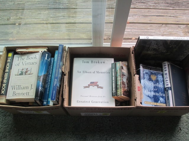 Three Boxes of Books: Biographies, Military Battles of the World, How-To Books, (1 of 8)