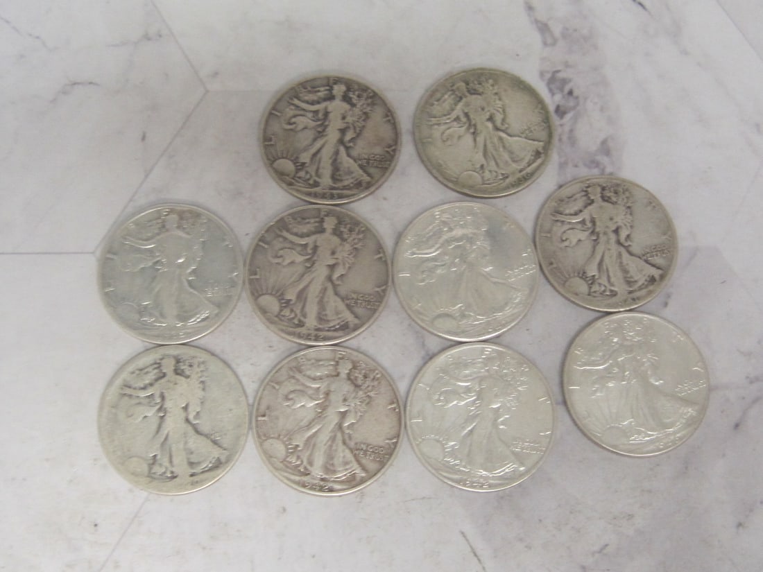 Lot of 10 Walking Liberty Half Dollars (1 of 6)