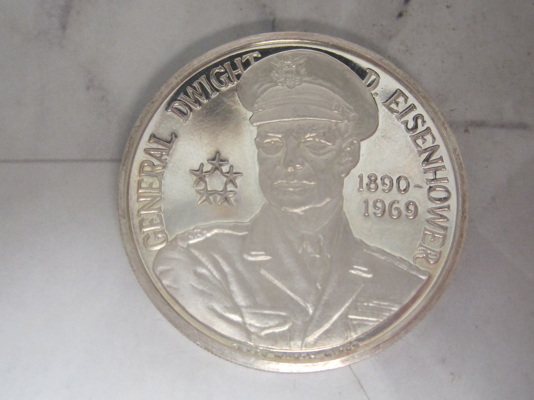 Dwight D. Eisenhower .999 Fine Silver: Weighs 0.88ozt, Round 