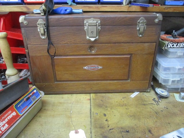 Wall Lot of Meat Grinder, Singer Sewing Machine, Fasteners, Bins, Solvents Cleaners Wax - 3