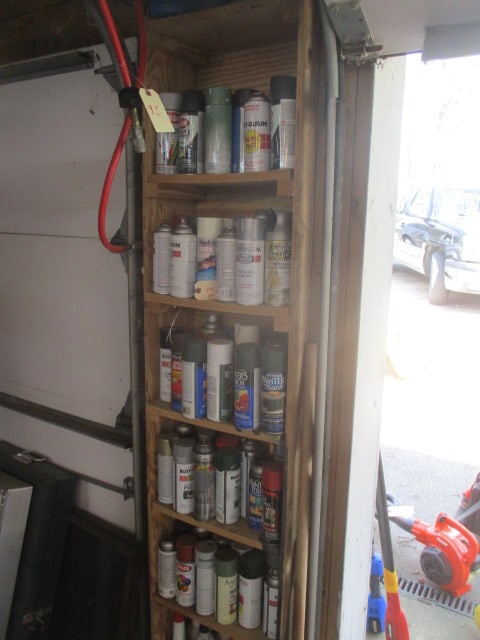 Wall Lot of Spray Paint, Cast Iron Pot (1 of 6)