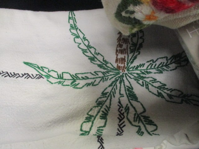 5 Embroidered Tablecloths, Deluxe Vinyl Table Pad (70" Round) & - 5