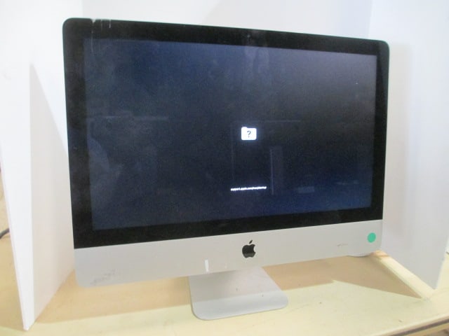 Apple A1418 iMac All-In-One Desktop: Per IT Dept. Does not have operating system, Does Not Have Power Cord-Powers on Using Test Cord, Serial #C02RG0U1GG77, EMC 2833, Screen has chip in upper left corner 