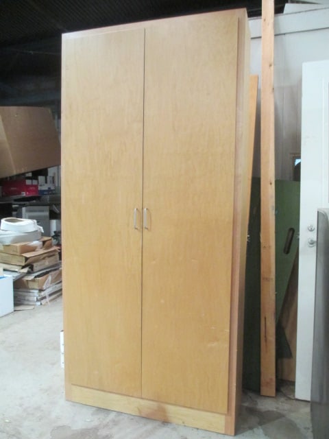 Solid Wood 2 Door Storage Cabinet: 40" x 13" x 84 1/4", 8 fixed shelves, Local Pickup Only