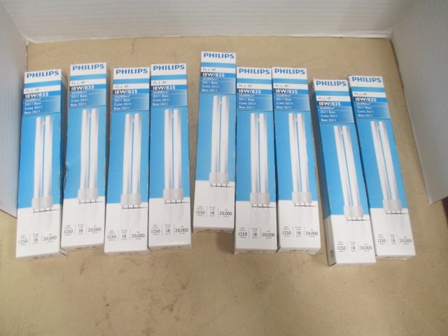 Nine New in Box Philips PL-L-4P 18W/835 Base 2G11 Fluorescent Bulbs: . 