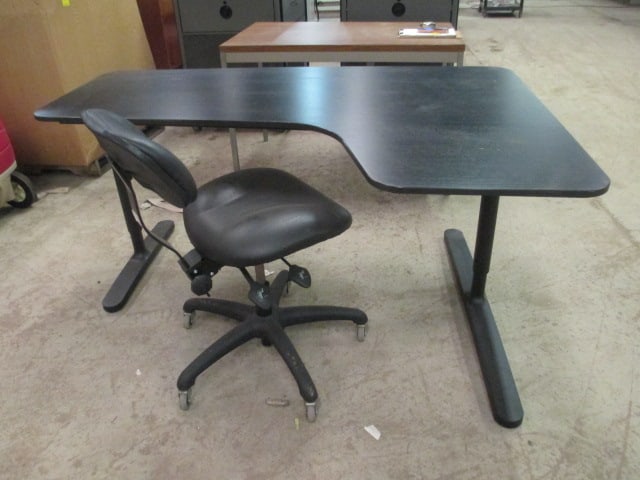 IKEA Bekant L-Shape Worktable and WVR Co. Task Chair: Table 63" x 43 1/2" x 29 1/4"h overall, Chairs 18 1/2"w, Local Pickup Only 