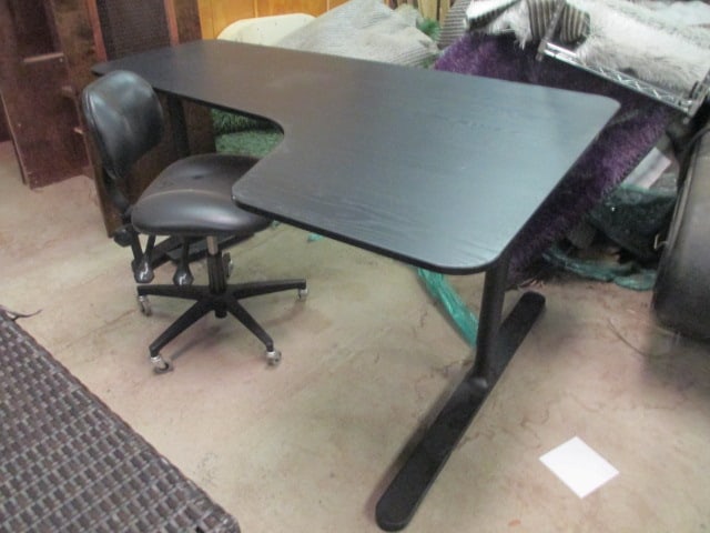 IKEA Bekant L-Shape Worktable and WVR Co. Task Chair: Table 63" x 43 1/2" x 29 1/4"h overall, Chairs 18 1/2"w, Local Pickup Only 