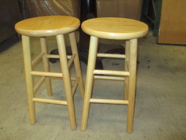 Pair of Maple Wood Stools: 13"dia x 24 1/2"h, Local Pickup Only 