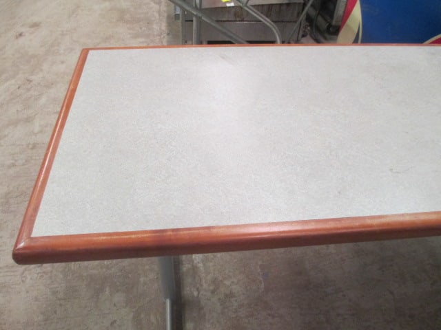 Wood Banded Worktable with Metal Frame - 3