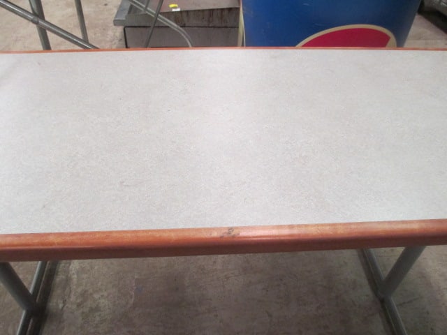 Wood Banded Worktable with Metal Frame - 4