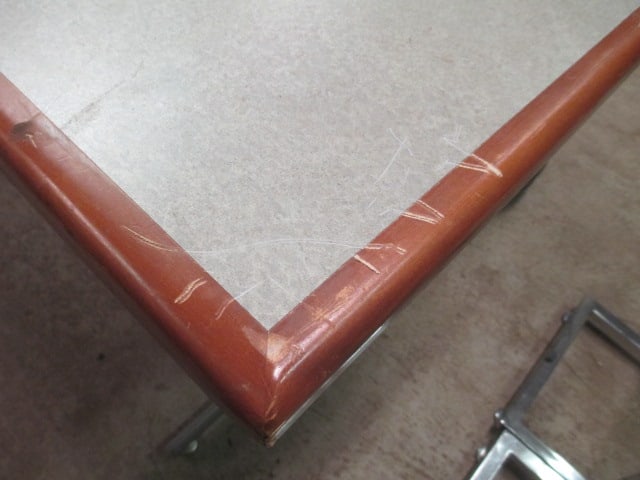 Wood Banded Worktable with Metal Frame - 6