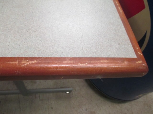 Wood Banded Worktable with Metal Frame - 7