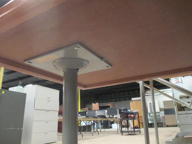 Wood Banded Worktable with Metal Frame - 9