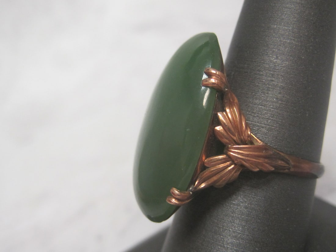 10k Gold Jade Ring - 2