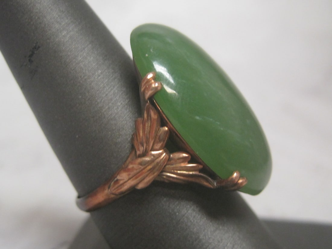 10k Gold Jade Ring - 3