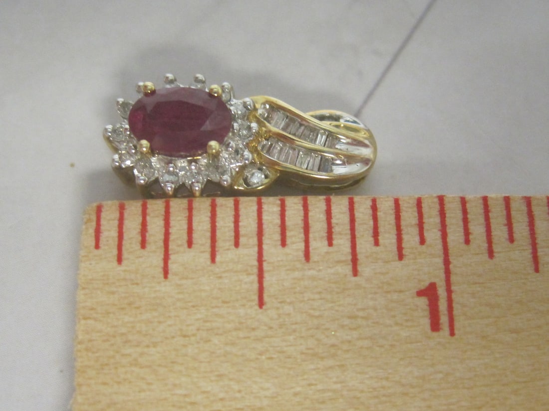 10k Gold Ruby & Diamond Pendant - 5