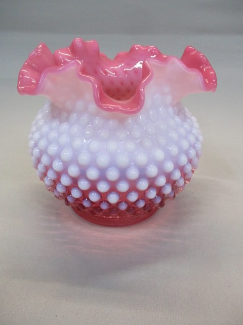 Fenton Cranberry Opalescent Hobnail Rose Bowl: 5.5" x 5"