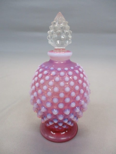 Fenton Cranberry Opalescent Perfume Bottle: 5"