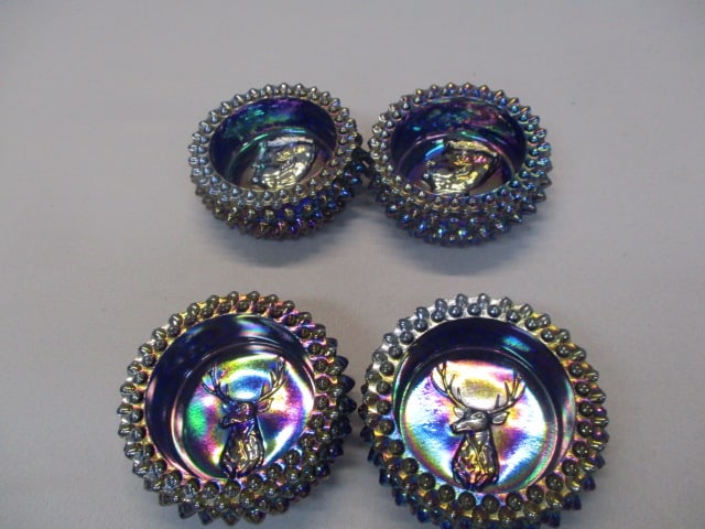 Vintage St. Clair Hobnail Carnival Glass Ashtrays (1 of 5)