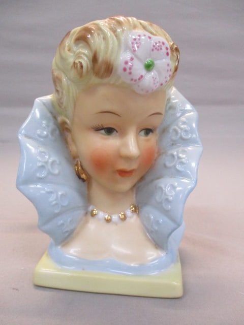 6" Vcagco Lady Head Vase: .