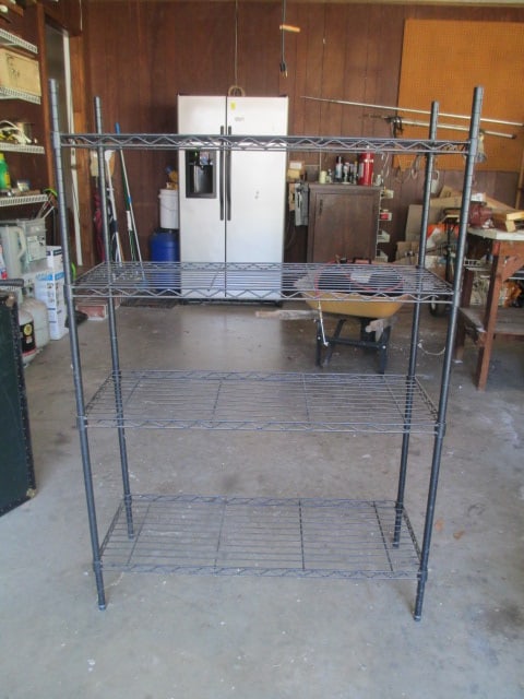 Black Metal 4 Tier Wire Shelf Unit: 36" x 14" x 54", Local Pickup Only
