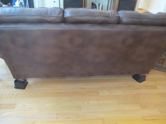Lane Furniture Leather Textured Upholstered Rolled Arm Sofa with Nail Head Accents - 7