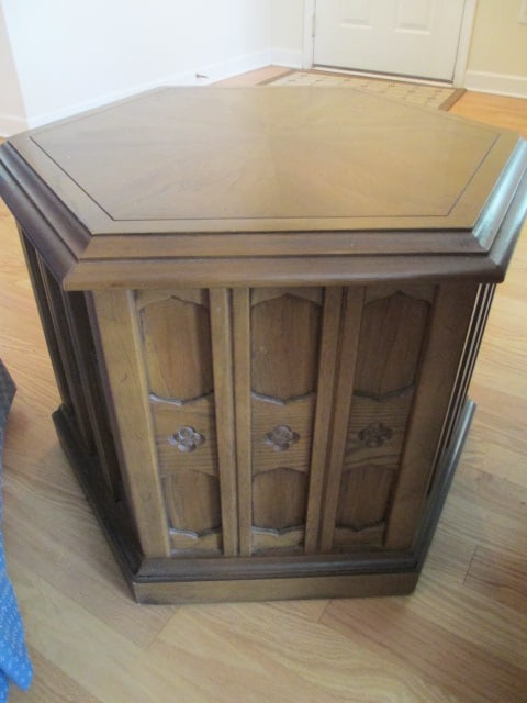 Drexel Moorish Influence Octagonal End Table: 26" x 30" x 21 1/2", top has small finish wear spot and scratch, Local Pickup Only