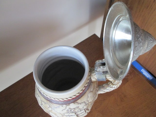 1977 Handcrafted in Brazil for Avon Stoneware Stein with Pewter Lid - 5