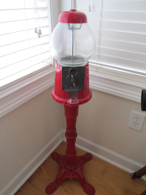 Carousel Antique Style Gum Ball Machine with Cast Metal Stand: 39"h, Local Pickup Only