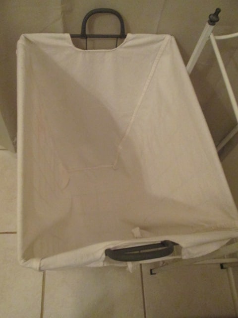 White Metal Free Standing Towel Rack and Metal Wire Hamper with Fabric Liner - 3