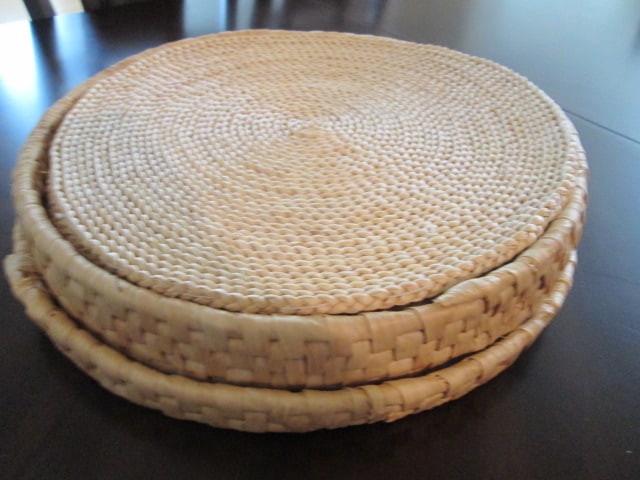 Lidden Woven Basket and Placemat Set: Basket 17 1/2"dia
