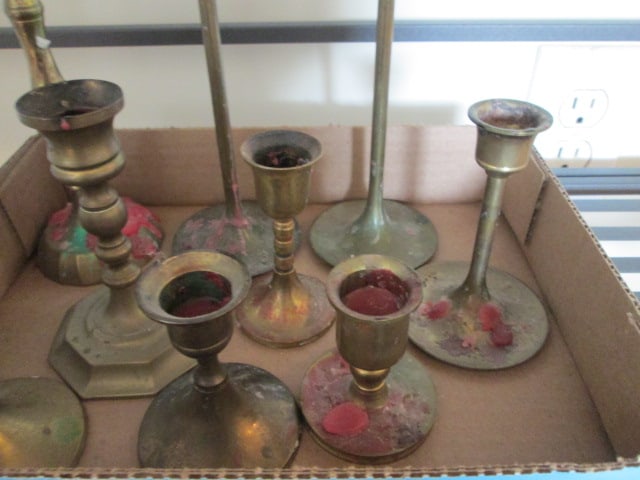 Nine Brass Candle Holders - 2