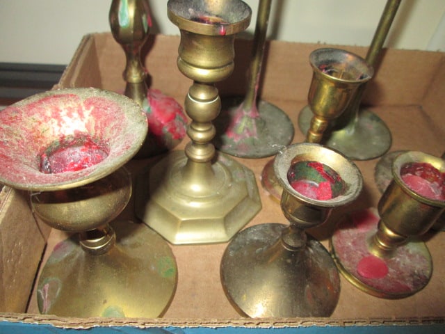Nine Brass Candle Holders - 4